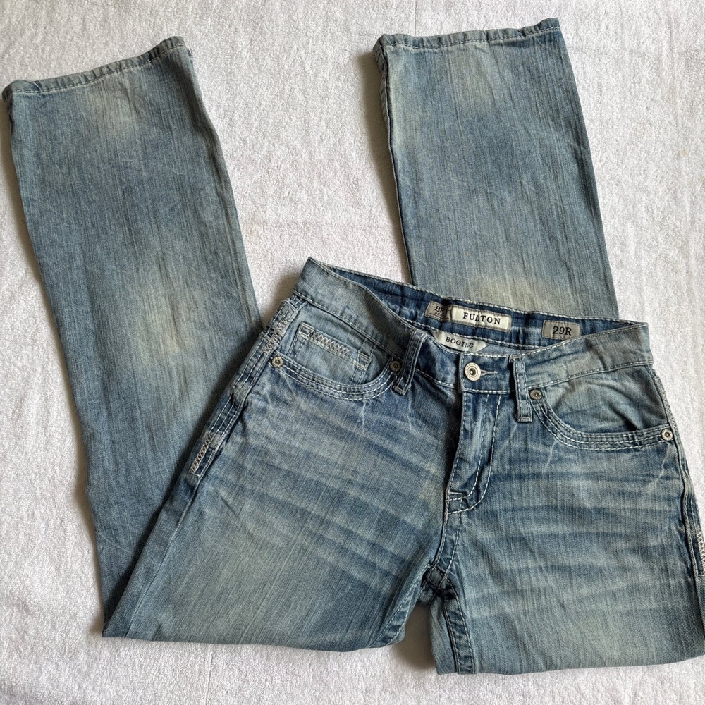BKE Fulton Bootleg Jeans Light Wash Contrast Stitch Low Rise 29R